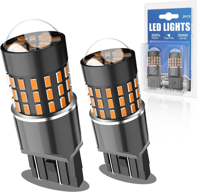 AUIMSOCO 7443 LED Bulbs Amber Yellow Front Turn Signal Bulbs for Chevy Traverse (2013-2014-2015-2016-2017-2018-2019) ,300% Brighter 4000LM, 7440 7441 7444 T20 W21W Replacement, Plug and Play, Pack of 2 - Image 1